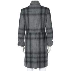 Pre Owned Burberry Grey Wool & Cashmere Double Breasted Button Front Coat M
