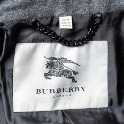 Pre Owned Burberry Grey Wool & Cashmere Double Breasted Button Front Coat M
