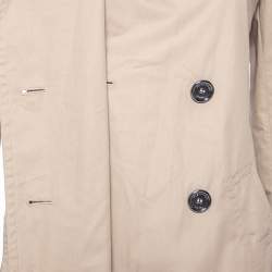 مملوكة مسبقًا معطف بربري كانفاس قطن بيج بصفين أزرار وحزام مقاس متوسط - ميديوم