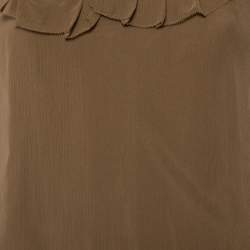 Burberry Brit Khaki Silk Ruffle Neck Detail Sleeveless Top XXS