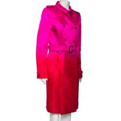 مملوكة مسبقًا Burberry Pink Ombre Effect Silk Satin Belted Trench Coat L