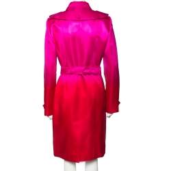 مملوكة مسبقًا Burberry Pink Ombre Effect Silk Satin Belted Trench Coat L