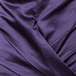 Pre Owned Burberry Navy Blue Satin Pleated Wrap Detail Pencil Skirt S