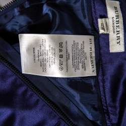 Pre Owned Burberry Navy Blue Satin Pleated Wrap Detail Pencil Skirt S