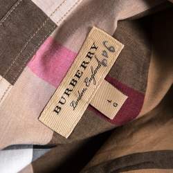 مملوكة مسبقًا Burberry Brown Vintage Check Cotton Button Front Shirt L