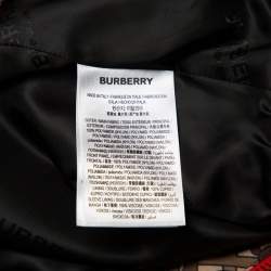 مملوكة مسبقًا جاكيت منفوخ بربري خامة صناعية بني بالشعار حواف متباينة مقاس متوسط - ميديوم