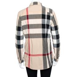 Pre Owned Burberry Brit Beige Checkered Cotton Button Front Shirt M