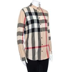 Pre Owned Burberry Brit Beige Checkered Cotton Button Front Shirt M