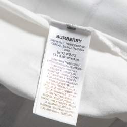مملوكة مسبقًا Burberry White Montage Printed Cotton Round Neck Oversized T-Shirt L