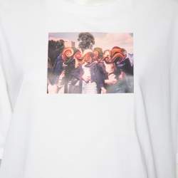 مملوكة مسبقًا Burberry White Montage Printed Cotton Round Neck Oversized T-Shirt L