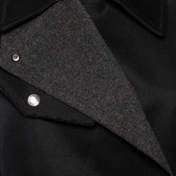 Pre Owned Burberry Brit Black Cotton & Leather Sleeve Belted Trench Coat M