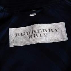 Pre Owned Burberry Brit Black Cotton & Leather Sleeve Belted Trench Coat M