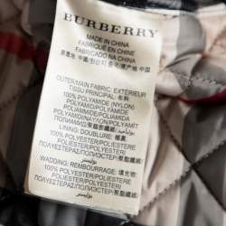 مملوكة مسبقًا جاكيت بربري كينكوت بريت ألياف صناعية مبطن أسود بأزرار أمامية مقاس متوسط - ميديوم 