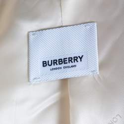 Pre Owned Burberry Cream Wool Satin Trim Button Front Blazer XS