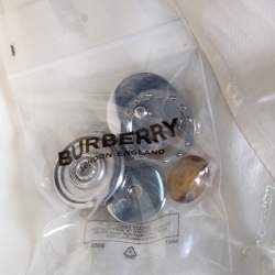 Pre Owned Burberry Cream Wool Satin Trim Button Front Blazer XS