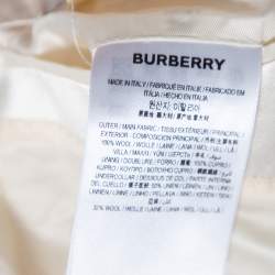 Pre Owned Burberry Cream Wool Satin Trim Button Front Blazer XS