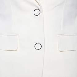 Pre Owned Burberry Cream Wool Satin Trim Button Front Blazer XS