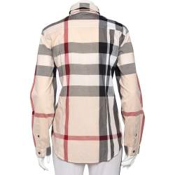 Pre Owned Burberry Brit Light Pink Giant Checkered Cotton Button Front Shirt M