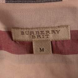 Pre Owned Burberry Brit Light Pink Giant Checkered Cotton Button Front Shirt M