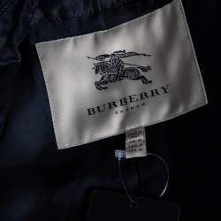 Pre Owned Burberry Black Synthetic Sequin Trim Double Breasted Belted Trench Coat M