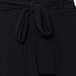 Pre Owned Burberry Black Georgette Pleated Belted Skirt M