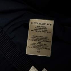 Pre Owned Burberry Navy Blue Chiffon Paneled Ruched Pencil Skirt M