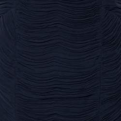 Pre Owned Burberry Navy Blue Chiffon Paneled Ruched Pencil Skirt M