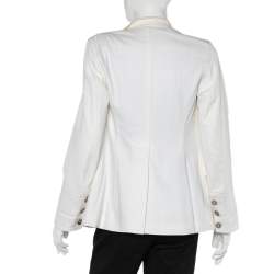 Pre Owned جاكيت بربري قطن أوف وايت بأزرار أمامية مقاس صغير - سمول