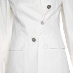 Pre Owned جاكيت بربري قطن أوف وايت بأزرار أمامية مقاس صغير - سمول