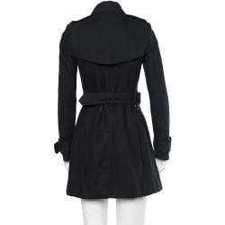 Pre Owned Burberry Black Canvas Double Breasted Trench Coat M