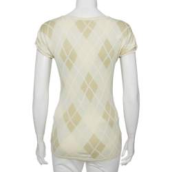 Burberry Lime Green Patterned Silk Knit Top S