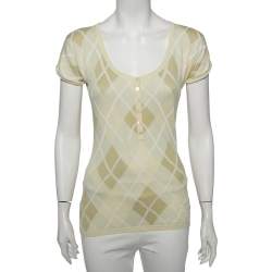 Burberry Lime Green Patterned Silk Knit Top S