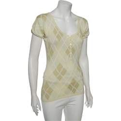 Burberry Lime Green Patterned Silk Knit Top S