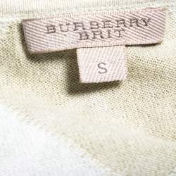 Burberry Lime Green Patterned Silk Knit Top S