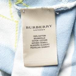 Pre Owned Burberry White Argyle Cotton Knit Cropped Cardigan S