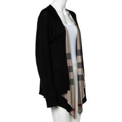 Pre Owned Burberry Black Modal Reversible Open Front Cardigan XL 