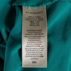 مملوكة مسبقًا Burberry Brit Turquoise Novacheck Trim Detail Pique Polo T-Shirt XS 