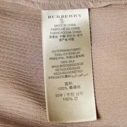 Pre Owned Burberry Tan Silk Crepe Long Sleeve Button Front Blouse S