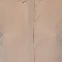 Pre Owned Burberry Tan Silk Crepe Long Sleeve Button Front Blouse S