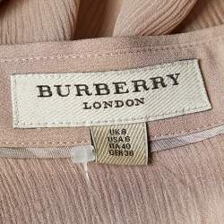 Pre Owned Burberry Tan Silk Crepe Long Sleeve Button Front Blouse S