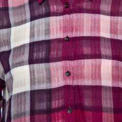 Pre Owned Burberry Pink Exploded Plaid Cotton Tunic M