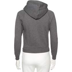 Pre Owned Burberry Grey Knit Zip-Front Detail Hooded Sweatshirt XS