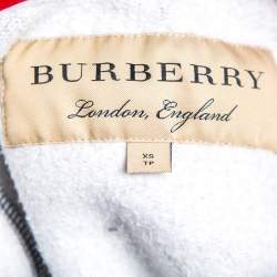 Pre Owned Burberry Grey Knit Zip-Front Detail Hooded Sweatshirt XS