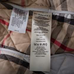 مملوكة مسبقًا Burberry Light Grey Synthetic Diamond Quilted Contrast Collar Jacket M
