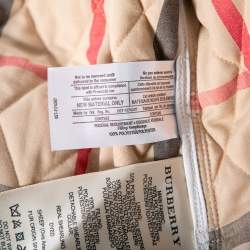 مملوكة مسبقًا Burberry Light Grey Synthetic Diamond Quilted Contrast Collar Jacket M