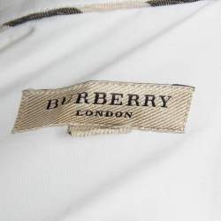 Pre Owned Burberry White Cotton Ruched Waist Button Front Shirt M