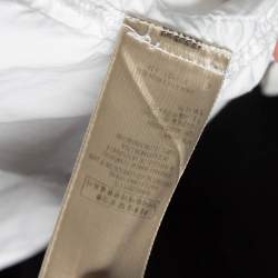 Pre Owned Burberry White Cotton Ruched Waist Button Front Shirt M