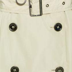 Pre Owned Burberry Light Beige Synthetic Double Breasted Belted Trench Coat M