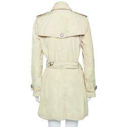 Pre Owned Burberry Light Beige Synthetic Double Breasted Belted Trench Coat M