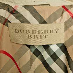 Pre Owned Burberry Light Beige Synthetic Double Breasted Belted Trench Coat M